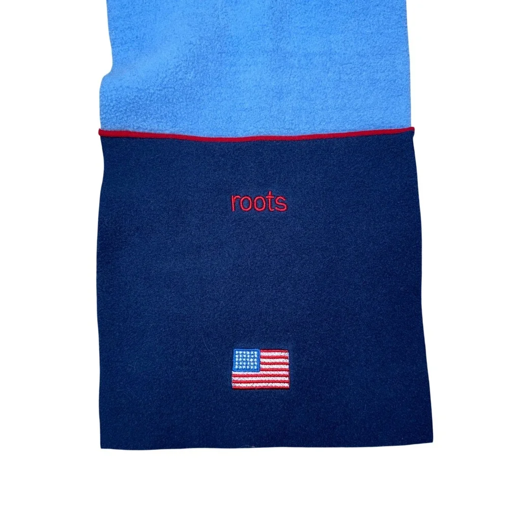 Roots Scarf Unisex OS Blue Good 2002 USA Olympic Team Fleece Embroidered Vintage